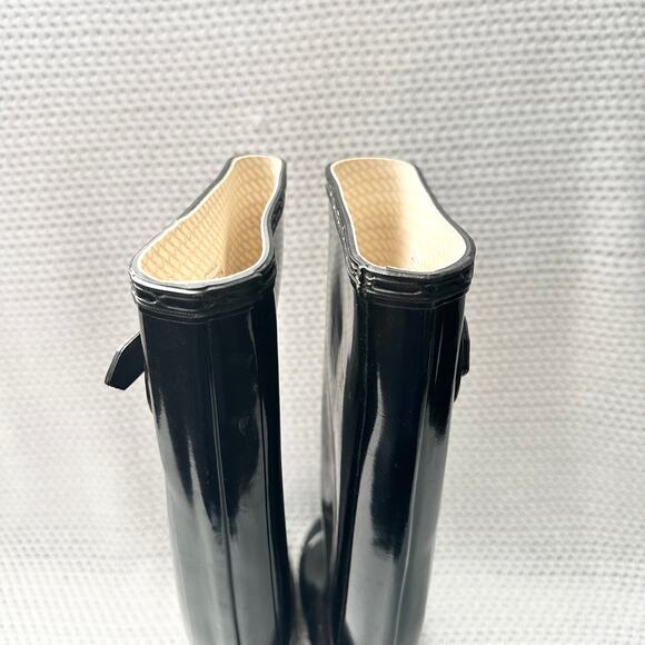 Hunter Tall Black High Gloss Women Slip On Rain Boots Classic Essential Size 5 - Picture 7 of 12